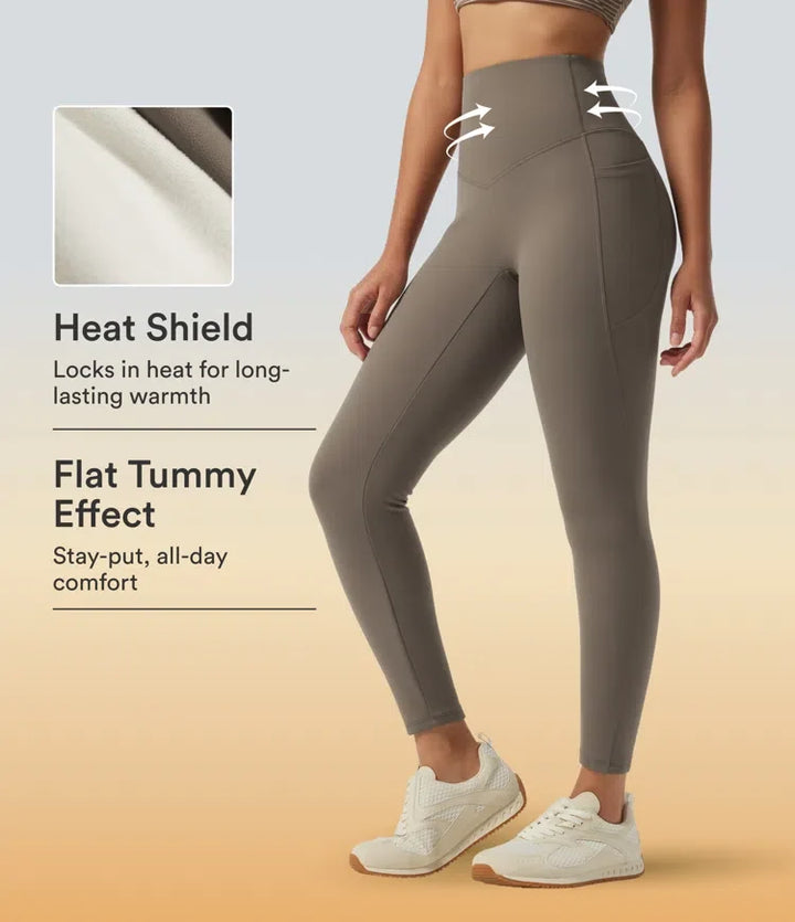 Lyckera UltraSculpt högmidjad magkontroll skinny fleece träningsleggings med fickor