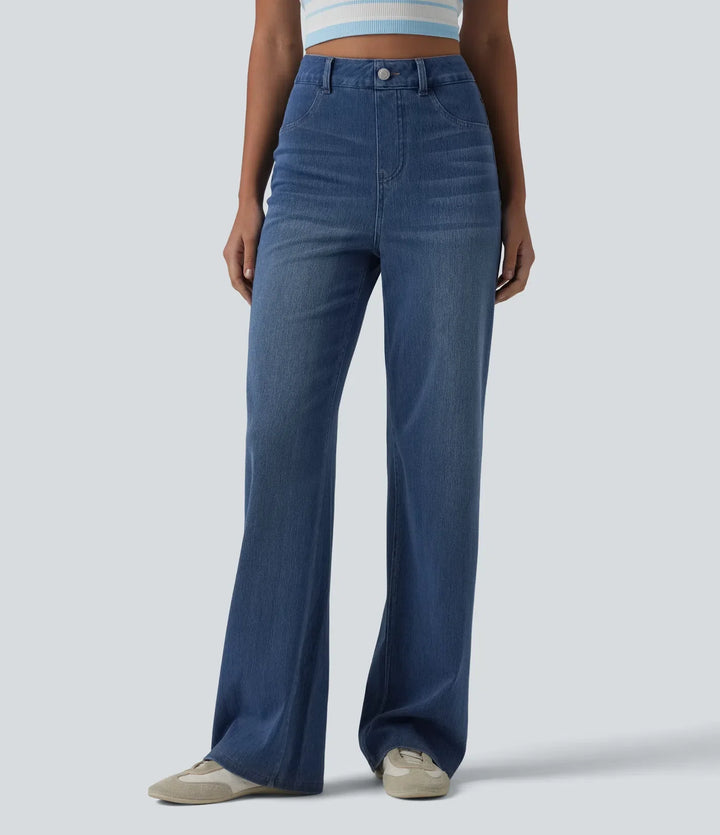 Halara Flex med hög midja formad lyft design raka ben vardagsjeans med fickor