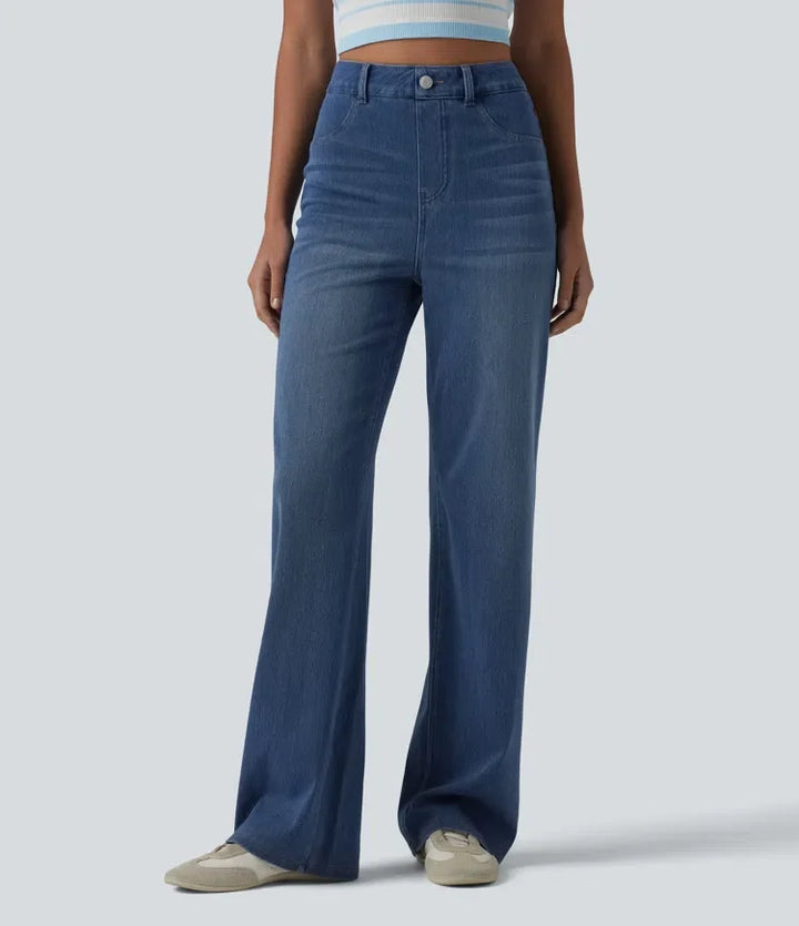 Lyckera Flex högmidjad skulpterad lyftdesign raka ben vardagsjeans med fickor