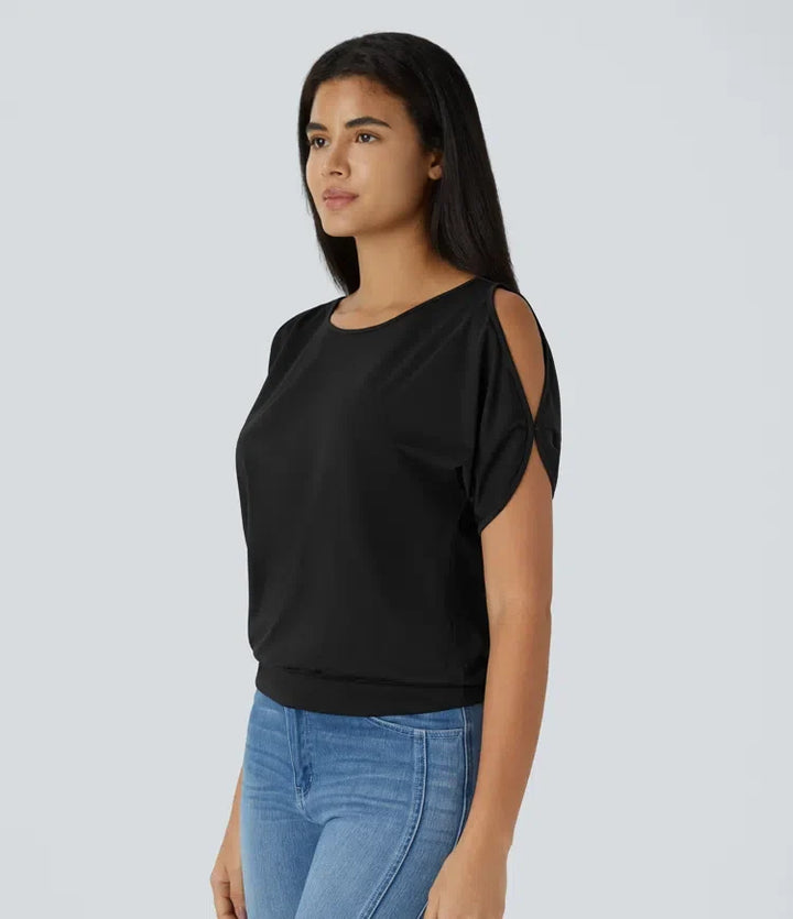 Båtringning kortärmad utskuren detalj T-shirt för vardag