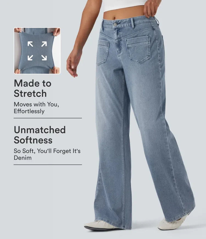 Halara Flex med medelhög midja raka ben vardagsjeans med fickor