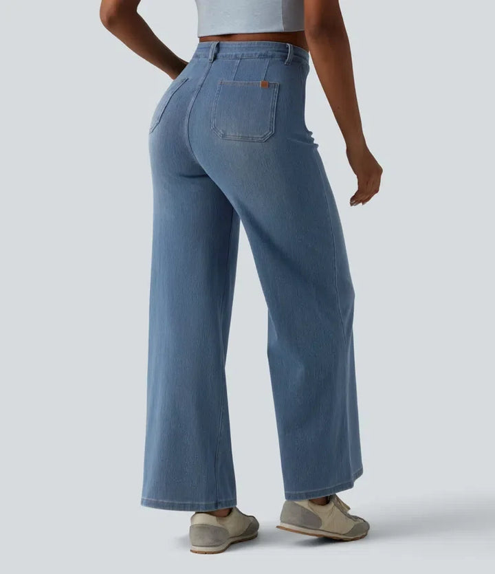 Halara Flex kurvig med hög midja och magkontroll vida ben vardagsjeans med fickor