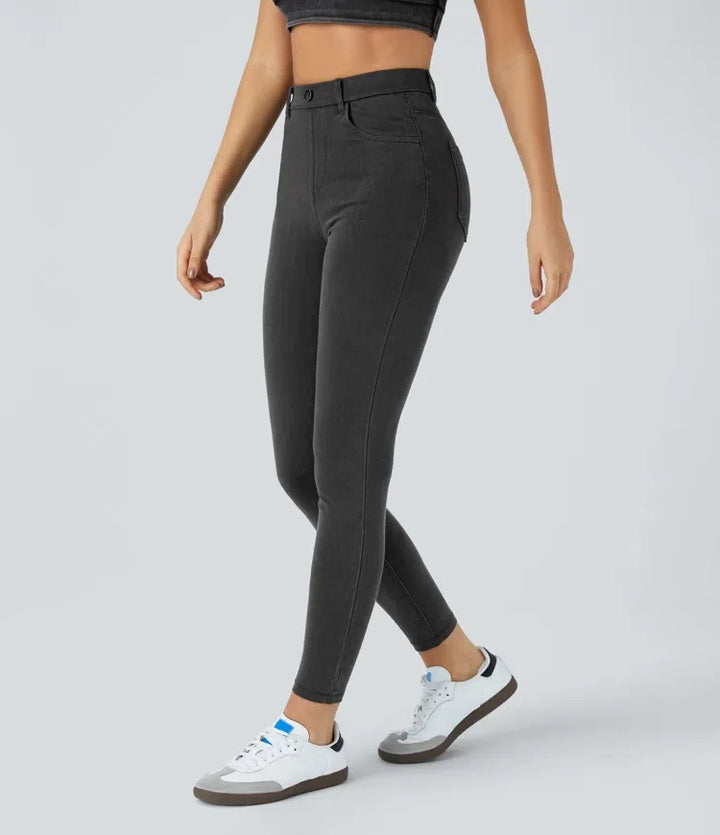 Lyckera Flex högmidjad fickor denim arbete leggings