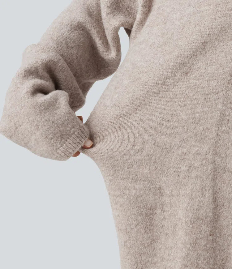 Öppen front nedhasad långärmad lång modell vardaglig cardigan