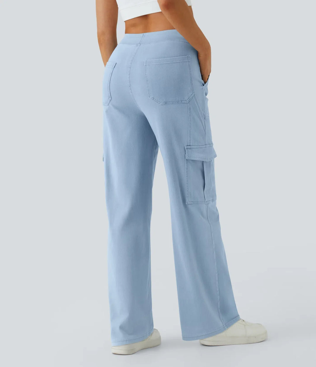 Halara Flex med medelhög midja fickor raka ben för vardag cargo jeans