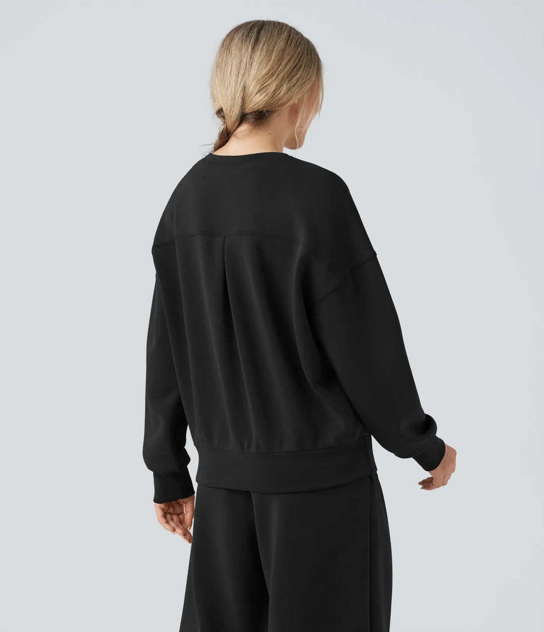SpacerTek rund halsringning långärmad crossover rygg vardaglig sweatshirt