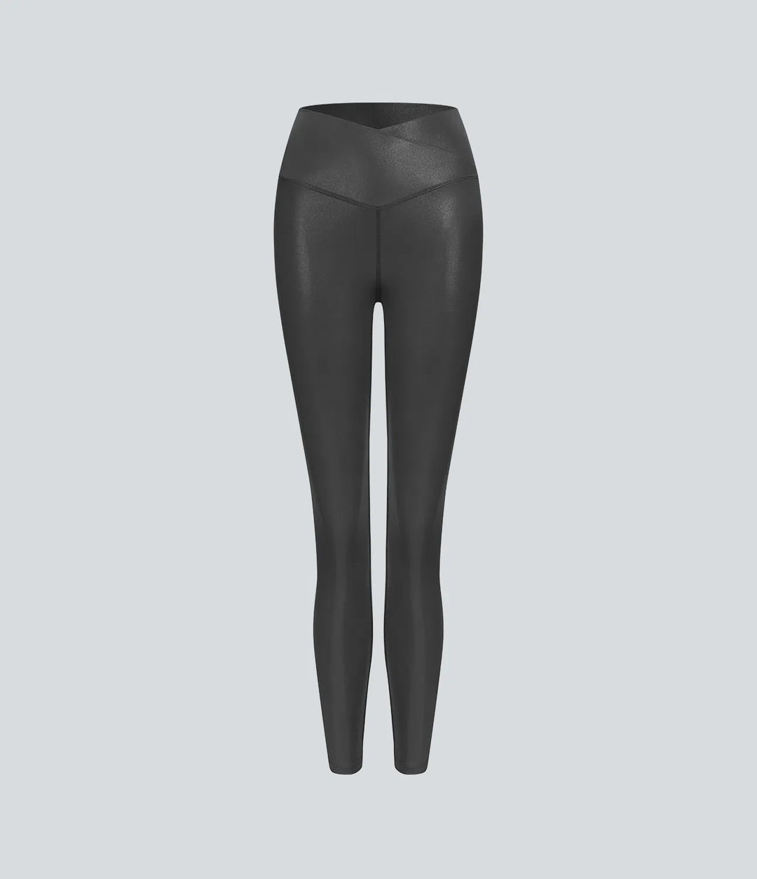 SoftlyZero konstläder crossover ficka folie mönster stretchig vardagsleggings