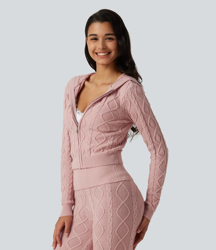 Med huva långärmad lounge cardigan