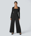 Långärmad vida ben jumpsuit