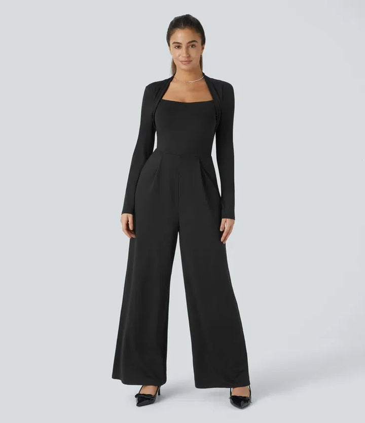 Långärmad vida ben jumpsuit