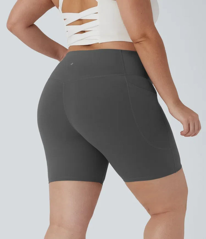 Halara UltraSculpt med hög midja och magkontroll formande träning plusstorlek cykelshorts 7&