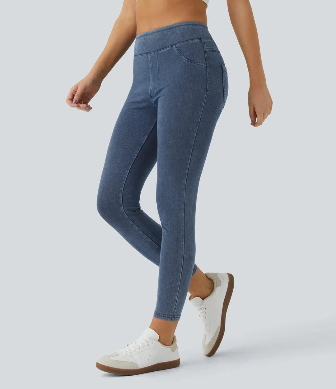Lyckera Flex högmidjad ficka denim vardagsleggings