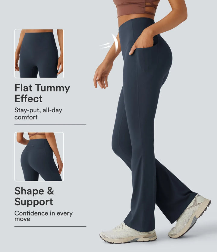 Lyckera UltraSculpt högmidjad magkontroll ficka formande yoga bootcut leggings