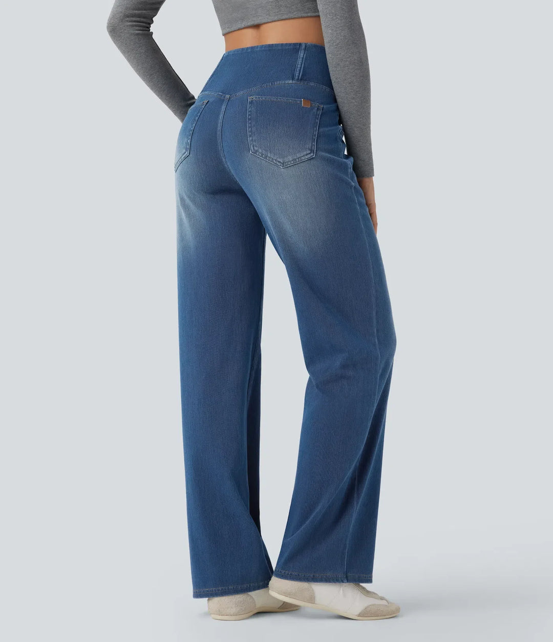 Lyckera Flex crossover högmidjad magkontroll vardagsjeans med raka ben med fickor