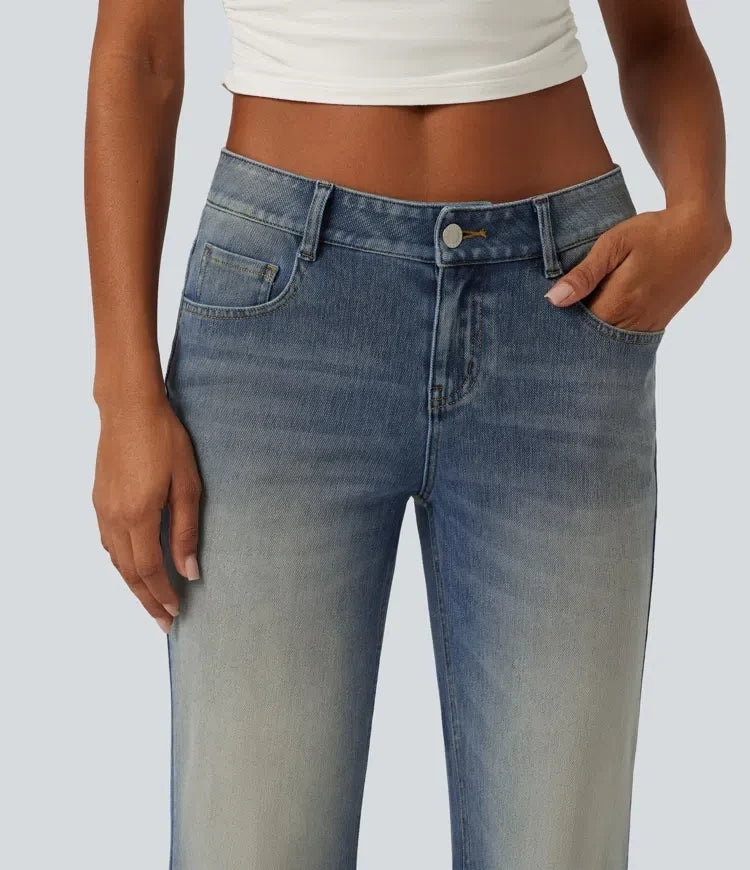 Halara Flex med låg midja utsvängd vardagsjeans med fickor