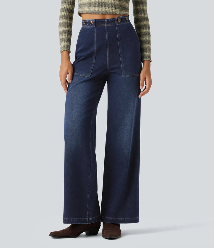Lyckera Flex högmidjad jeans med vida ben med fickor