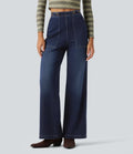 Lyckera Flex högmidjad jeans med vida ben med fickor