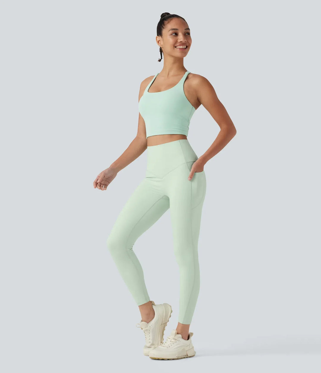Lyckera UltraSculpt högmidjad magkontroll formande träningsleggings med fickor