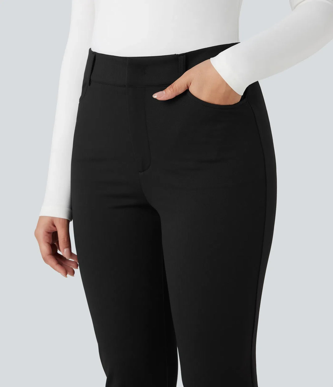 Lyckera Flex högmidjad skinny fiskbensmönstrad arbetsbyxor med fickor