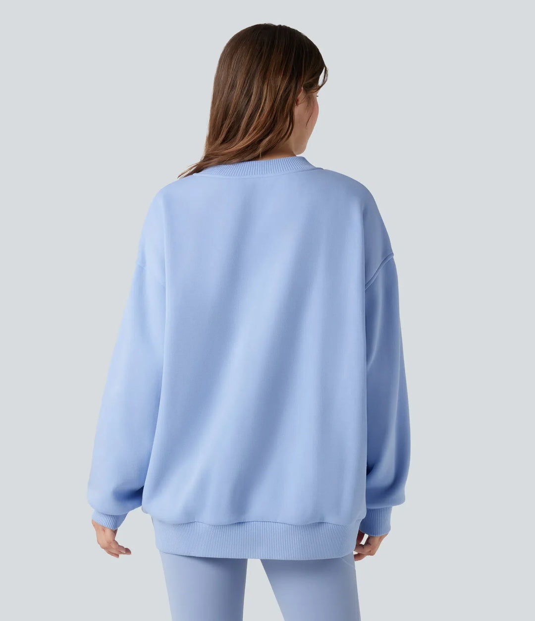 V-ringad långärmad fleece vardaglig bomull sweatshirt med fickor