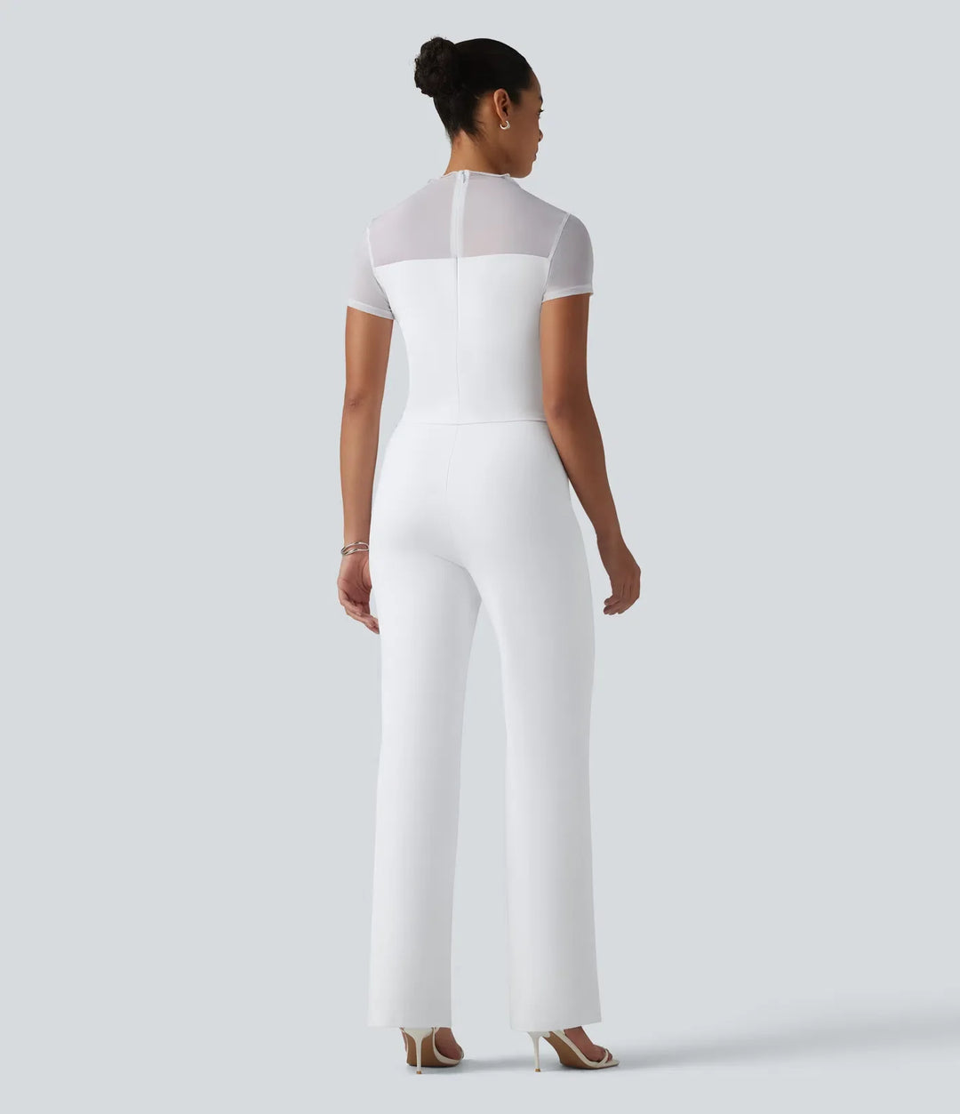 DayStretch rund hals kortärmad kontrastmesh jumpsuit-Easy Peezy Edition