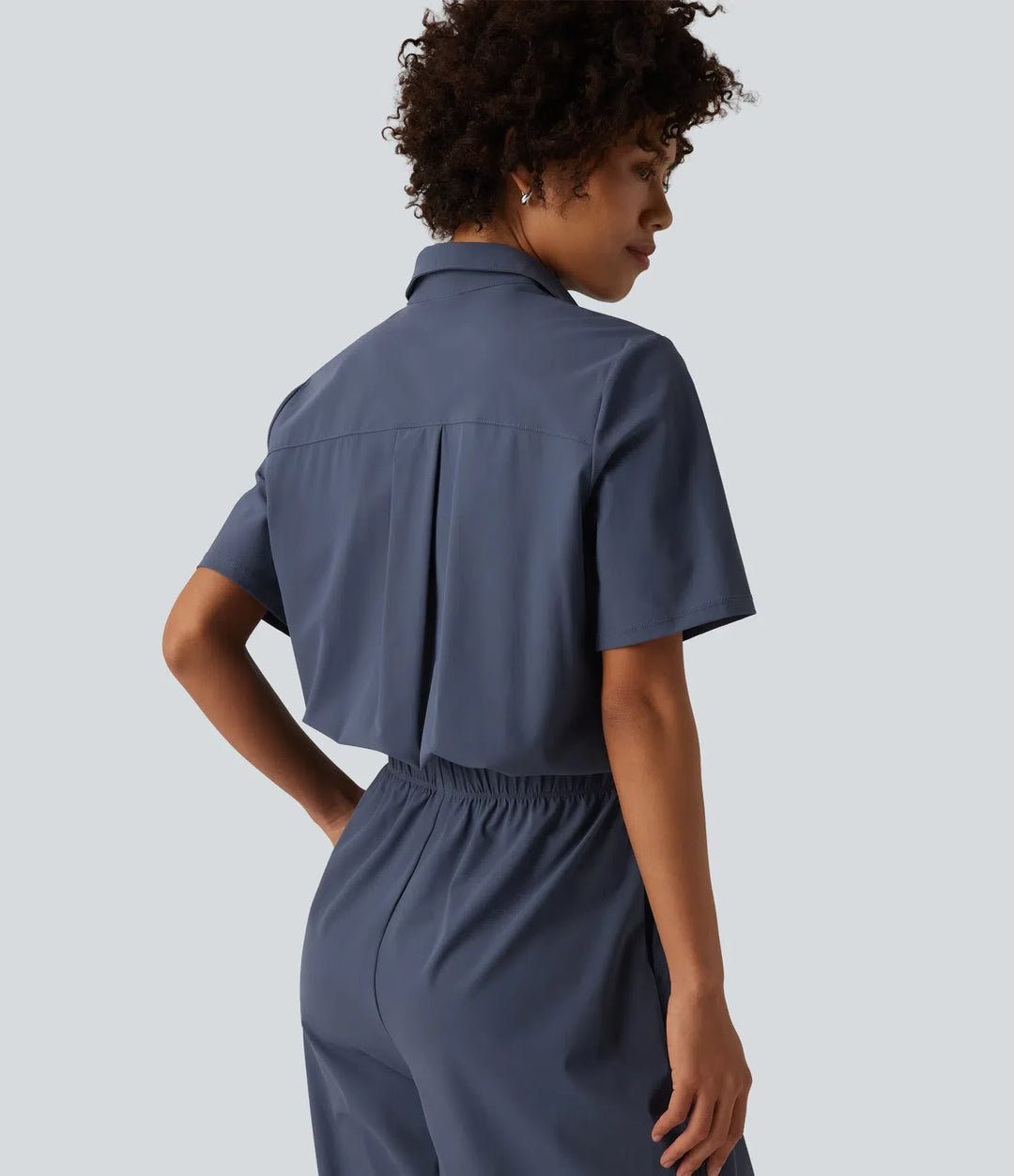 Kortärmad arbetsjumpsuit med fickor-easy Peezy edition