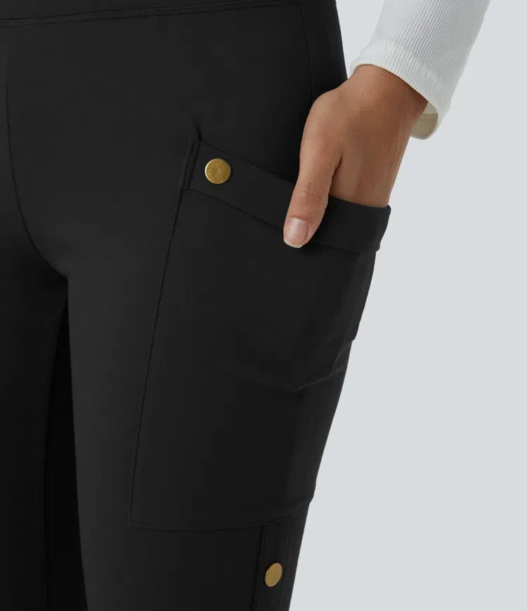 DayStretch högmidjad dekorativ ficka skinny ankel längd vardagsbyxor