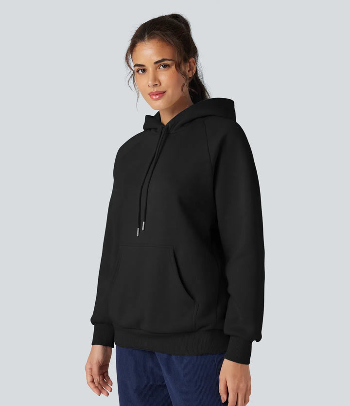 Med huva dragsko långärmad fleece vardaglig bomull sweatshirt med fickor