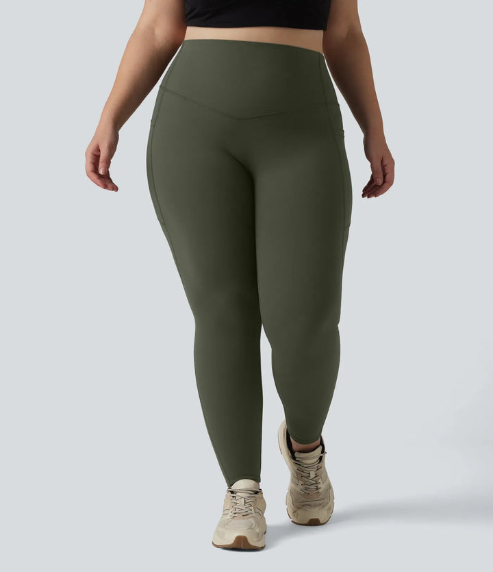 Halara UltraSculpt med hög midja, magkontroll och ficka formande träning leggings i plusstorlek
