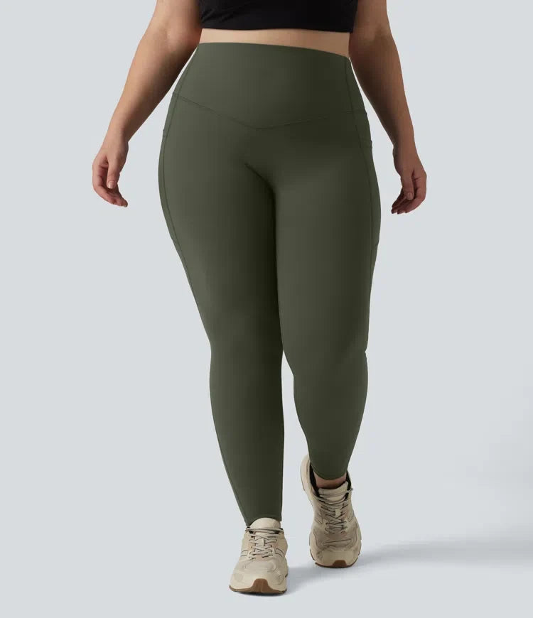 Halara UltraSculpt med hög midja, magkontroll och ficka formande träning leggings i plusstorlek