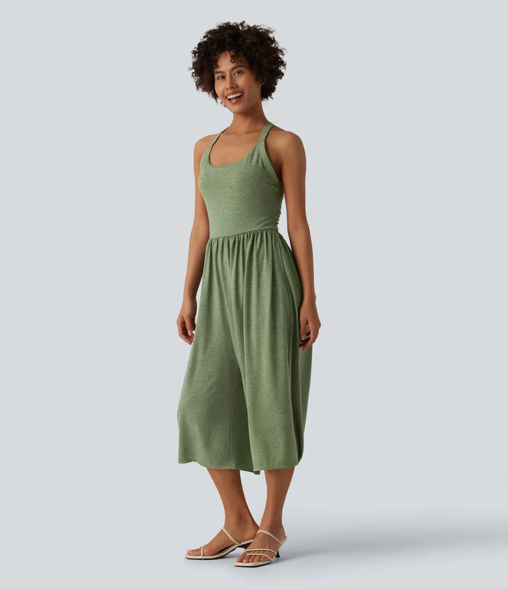 Vida ben capri vardaglig jumpsuit med fickor-Easy Peezy Edition