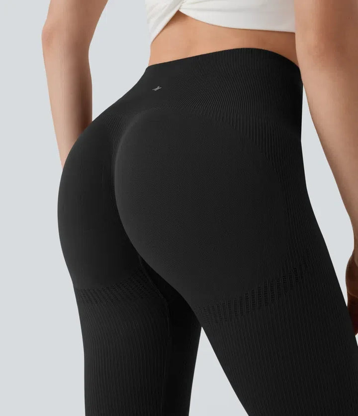 Sömlös flow högmidjad magkontroll rumplyftande 7/8 yogaleggings