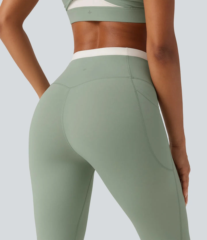 Lyckera UltraSculpt högmidjad magkontroll färgblock skinny yogaleggings med fickor