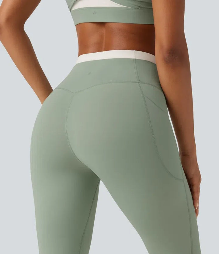 Lyckera UltraSculpt högmidjad magkontroll färgblock skinny yogaleggings med fickor