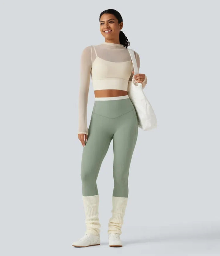 Lyckera UltraSculpt högmidjad magkontroll färgblock skinny yogaleggings med fickor