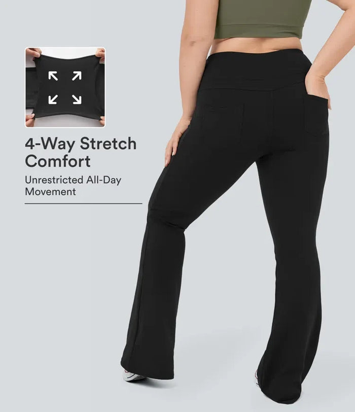 DayStretch högmidjad ficka utsvängd yoga plusstorlek leggings