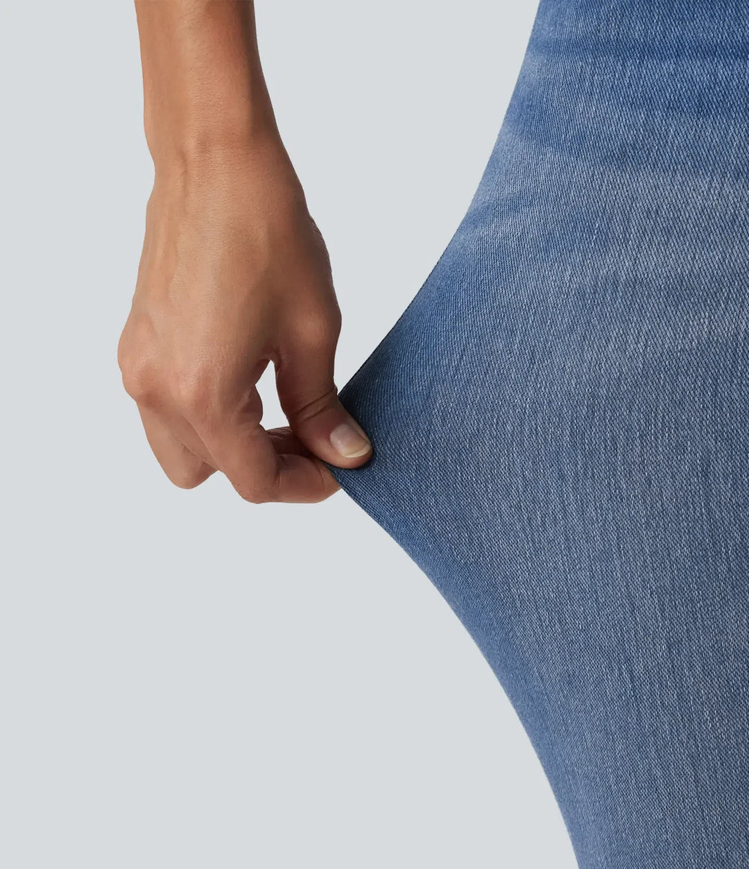 Lyckera Flex medelhög midja asymmetrisk vardaglig skinny jeans med fickor