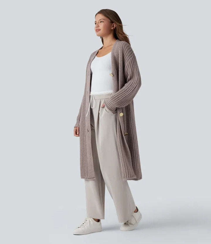 Knapp gylf vardaglig lång modell cardigan