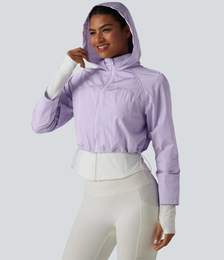 Slitstark vattenavvisande med huva tumhål rundad fåll löpning 3-i-1 jacka med fickor