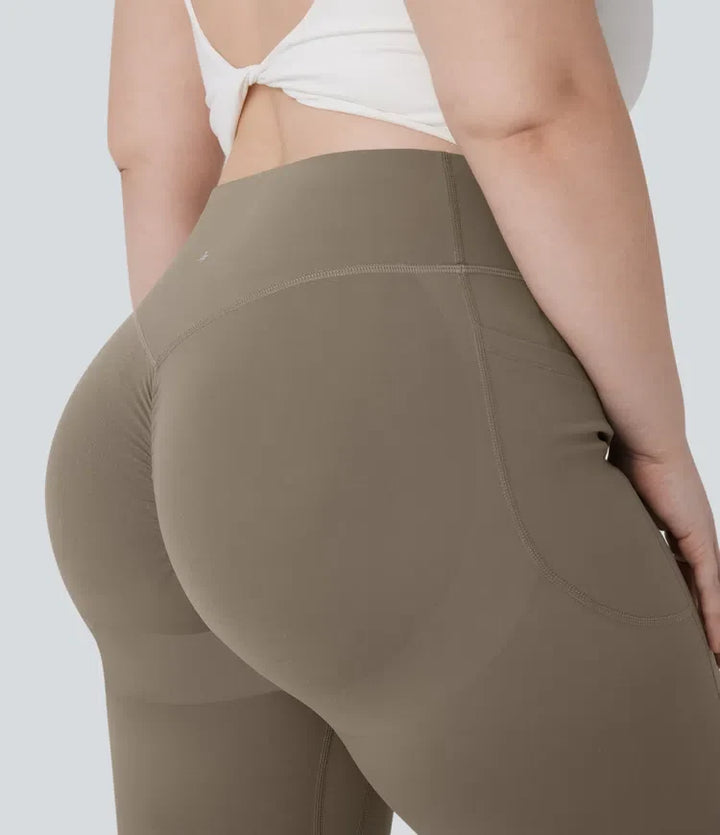 Lyckera UltraSculpt högmidjad scrunch med rumplyft magkontroll ficka formande yoga bootcut plusstorlek leggings