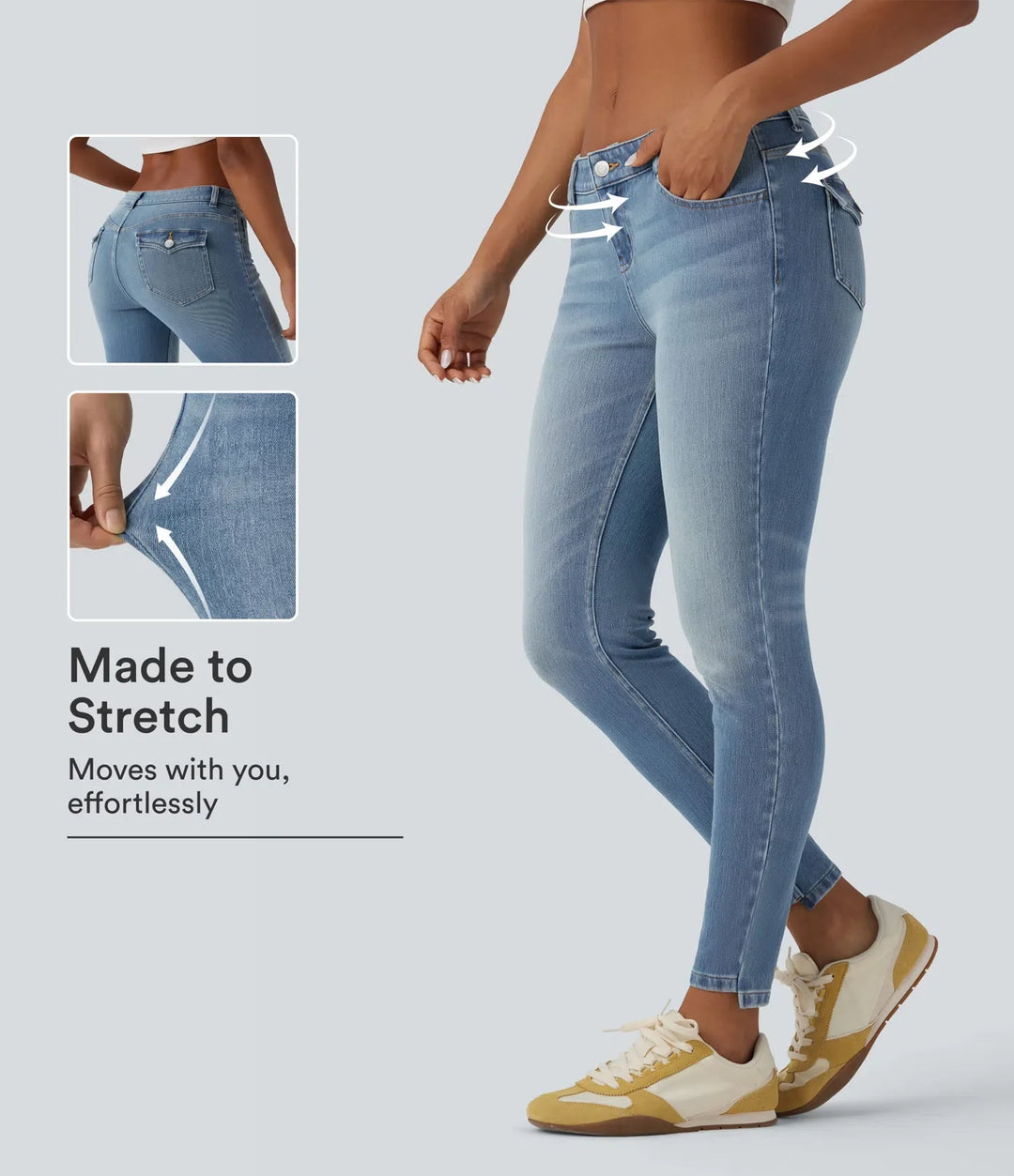 Halara Flex med låg midja för vardag smal jeans med fickor