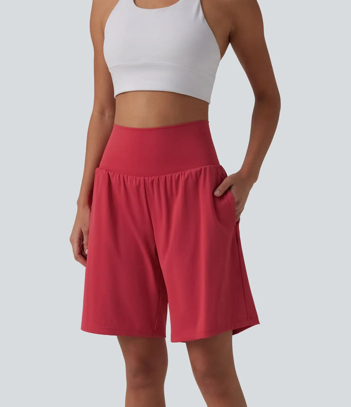SoftlyZero Airy med extra hög midja 2-i-1 InstantCool yogashorts 9" med fickor