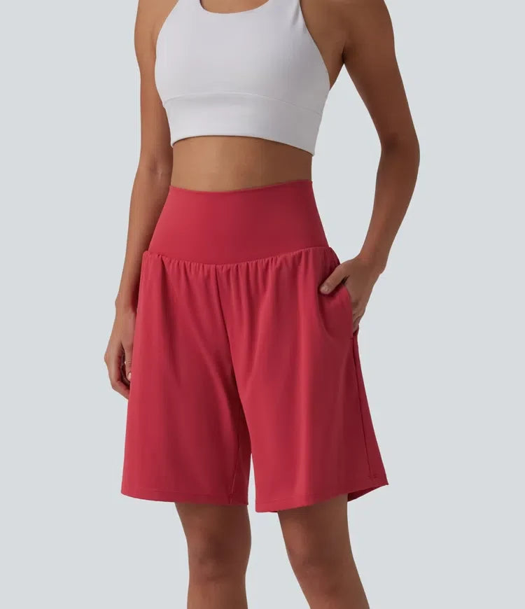 SoftlyZero Airy med extra hög midja 2-i-1 InstantCool yogashorts 9" med fickor
