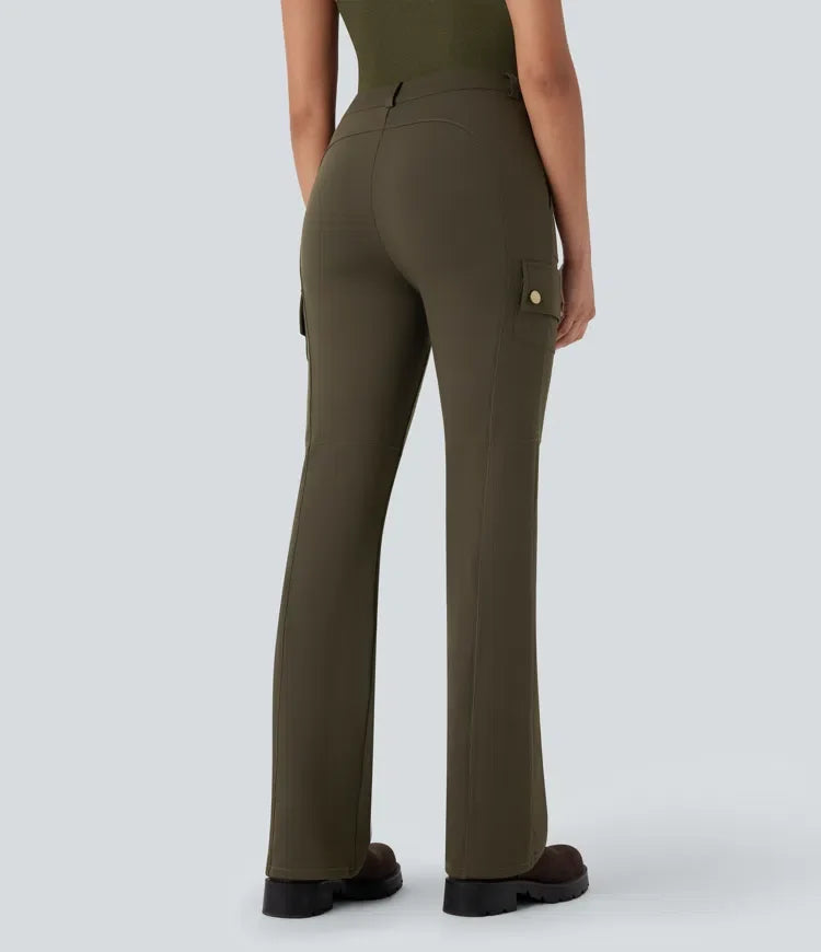DayStretch med medelhög midja fickor vandring cargo bootcut byxor