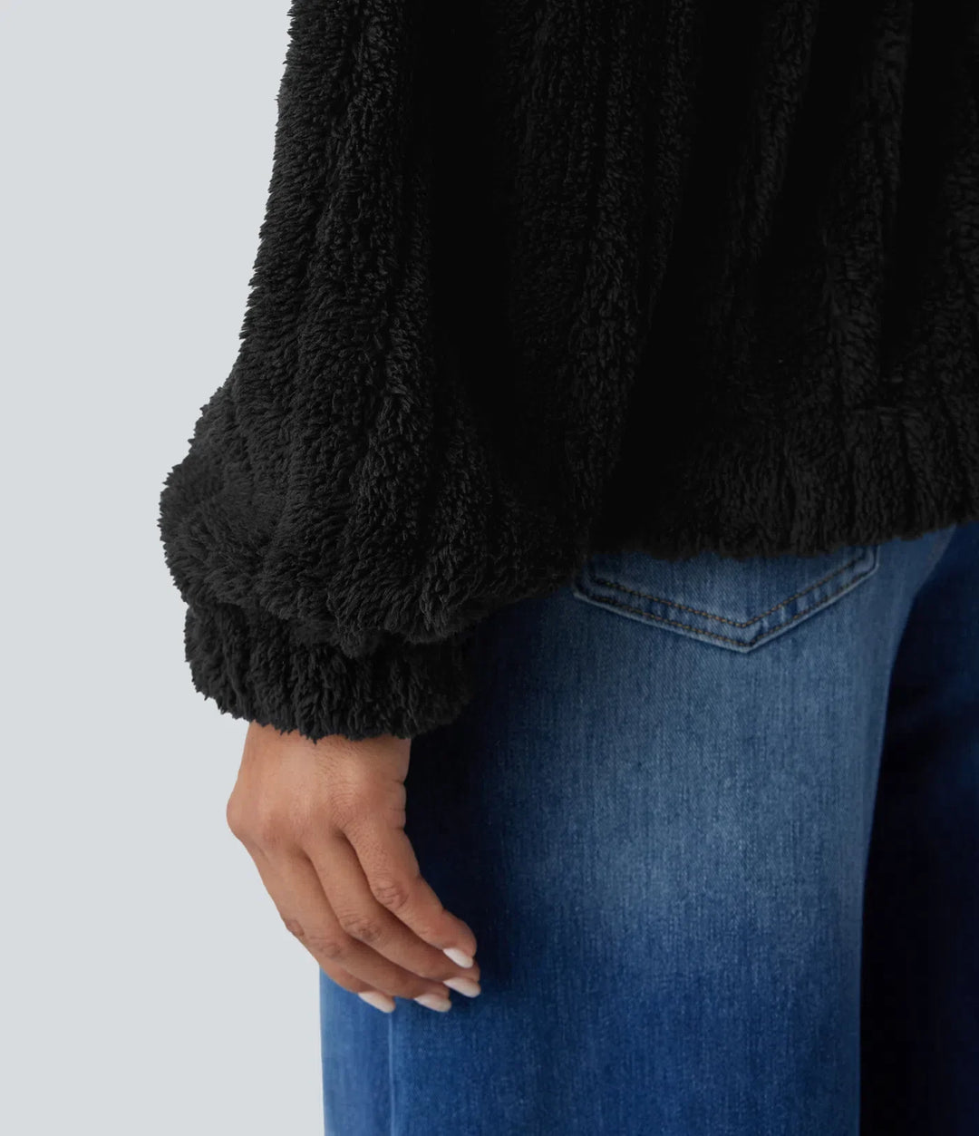 Långärmad vardaglig sherpajacka
