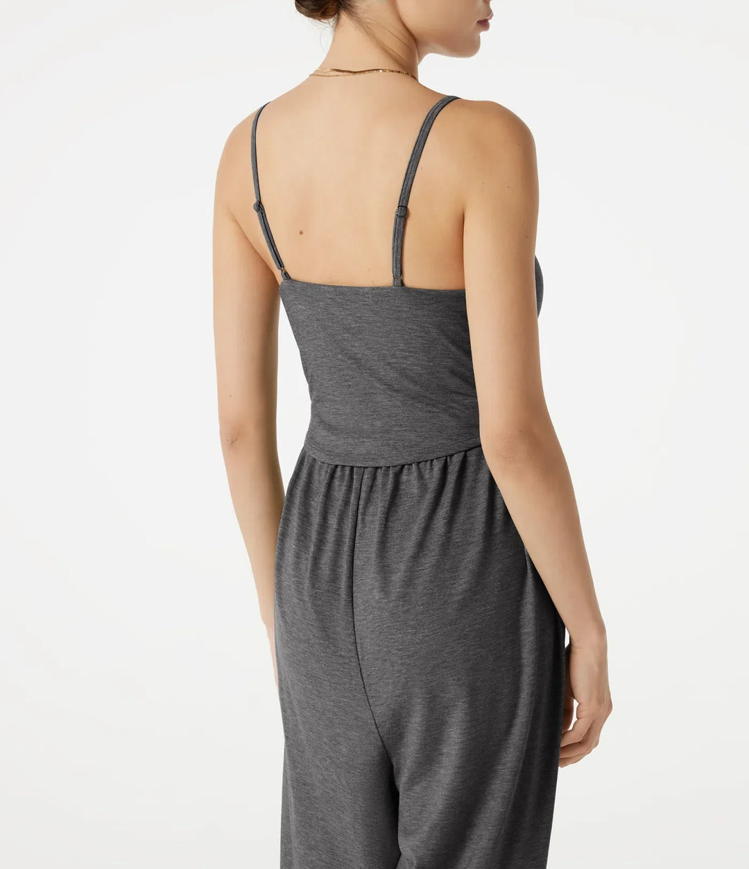 Justerbara axelband rynkat inbyggd BH melerad vardaglig jogger jumpsuit med fickor-Easy Peezy