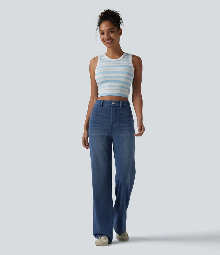Lyckera Flex högmidjad skulpterad lyftdesign raka ben vardagsjeans med fickor