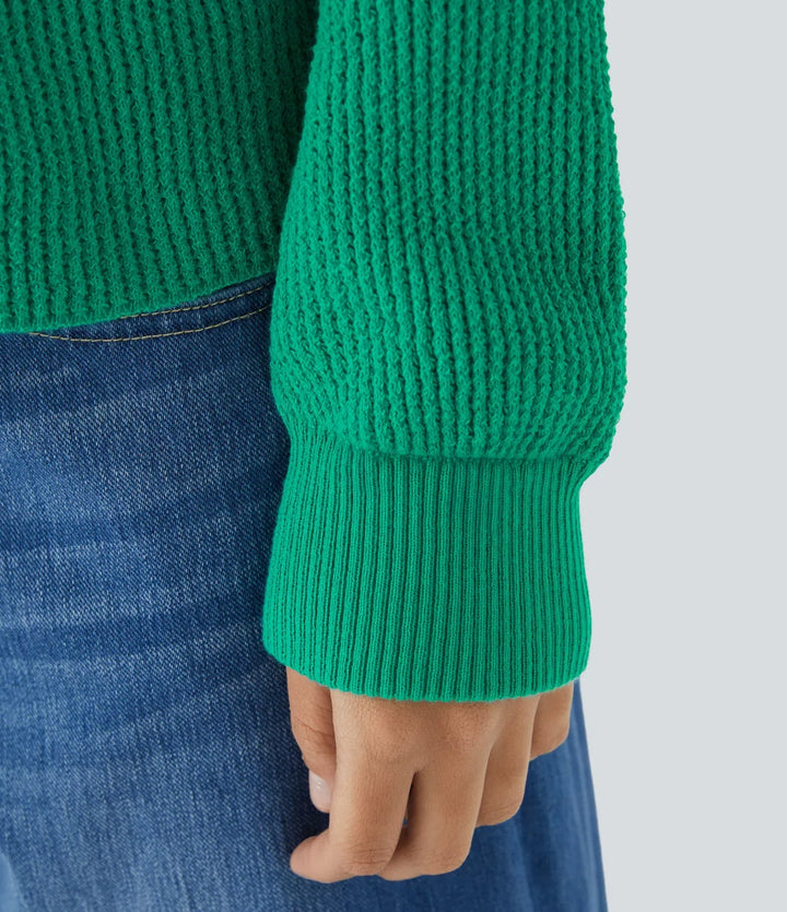 Rund hals front långärmad vardaglig tröja