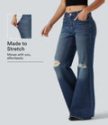 Låg midja vardaglig utsvängd jeans med fickor