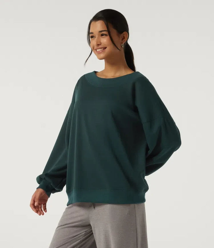 Rund hals långärmad fleece vardaglig sweatshirt